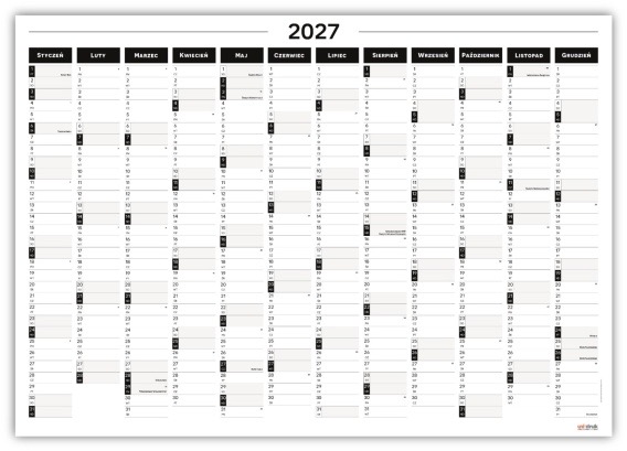Planer ścienny kalendarz 2027 w wersji BW